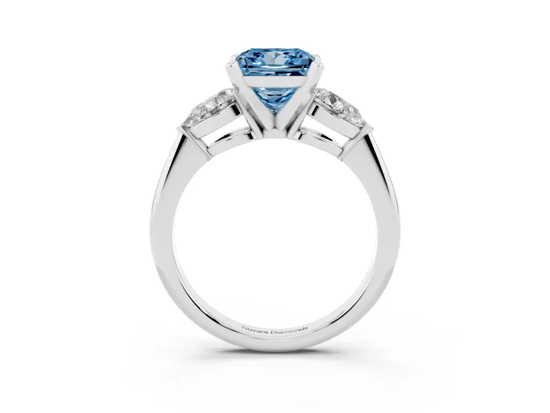 Princess Cut 3-Stone Engagement Ring Setting for a Fancy Blue Lab-Grown Diamond | Platinum