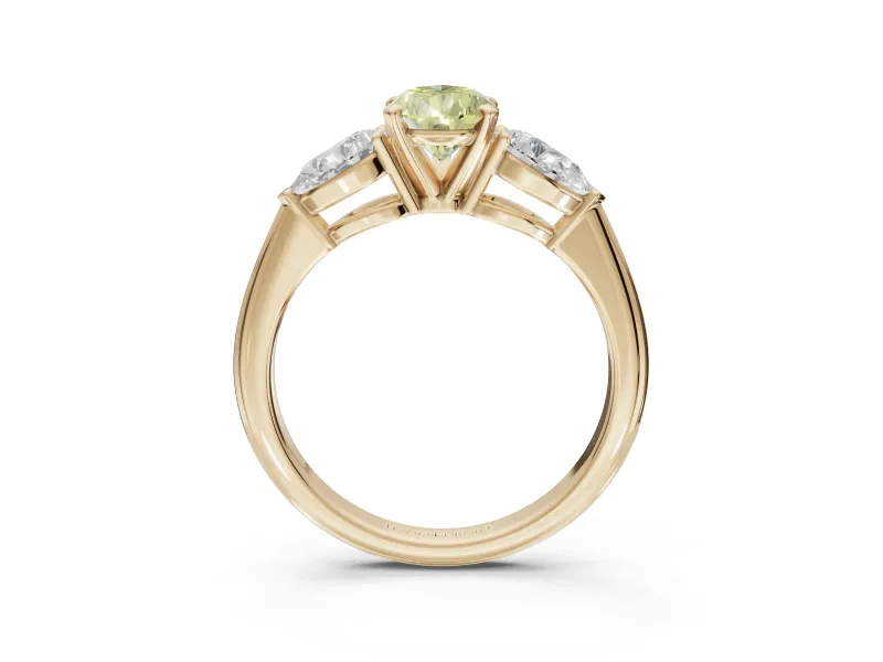 Pear-Shaped 3-Stone Engagement Ring Setting for a Fancy Yellow Lab-Grown Diamond | Yellow Gold