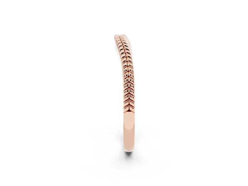 Milgrain Twist Contour Wedding Band Set in Rose gold