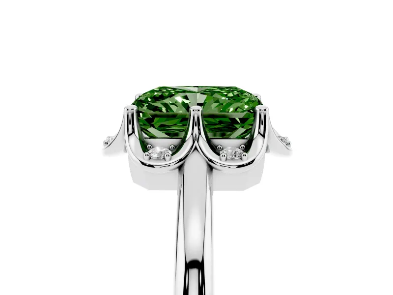 Radiant Cut Petal Halo Engagement Ring Setting for a Fancy Green Lab-Grown Diamond | Sterling Silver