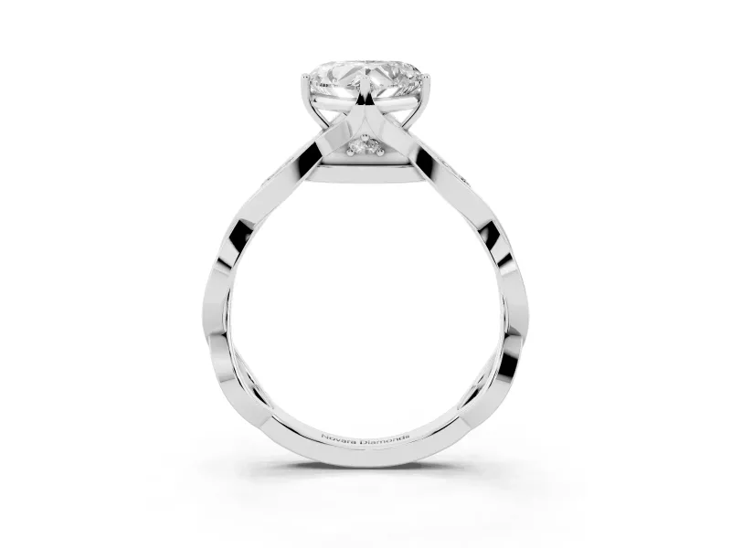 Heart-Shaped Twisted Infinity Engagement Ring Setting | Accented Strands | White Gold