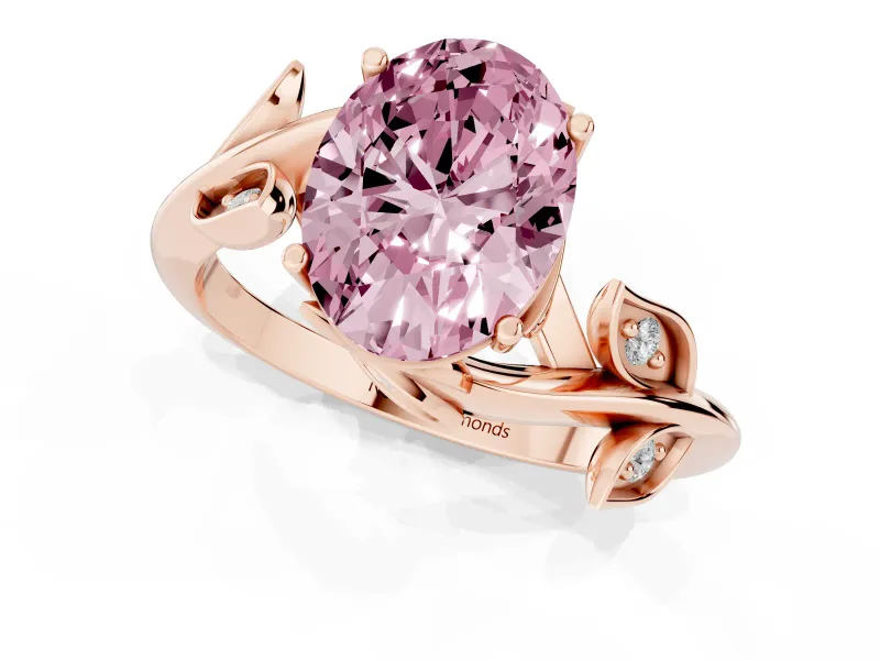 Oval Twisted Bypass Engagement Ring Setting for a Fancy Pink Lab-Grown Diamond | Rose Gold
