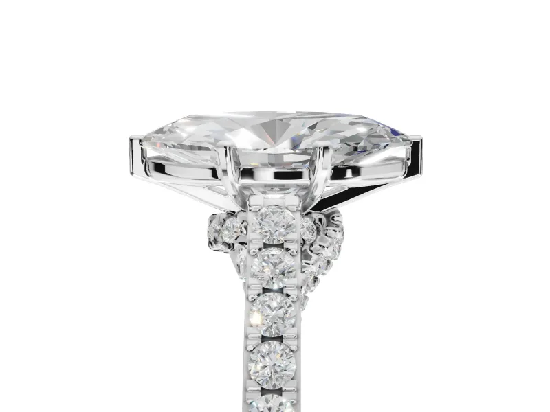 Marquise Pavé Solitaire Engagement Ring Setting | Crossover Gallery | Sterling Silver