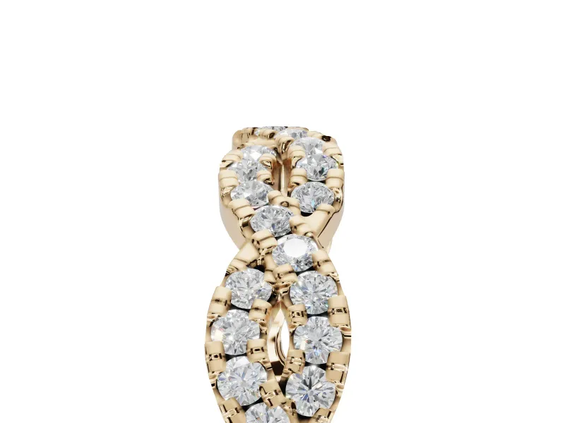 Round Lab-Grown Diamond Twisted Pavé Half Eternity Band | Interwoven Strands | Yellow Gold