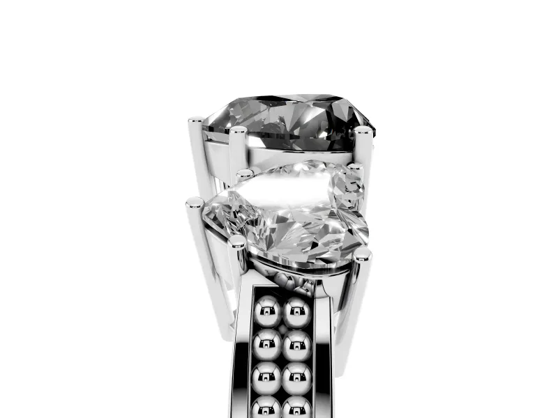Heart-Shaped Engagement Ring Setting for a Black Center | Three Stone | Sterling Silver