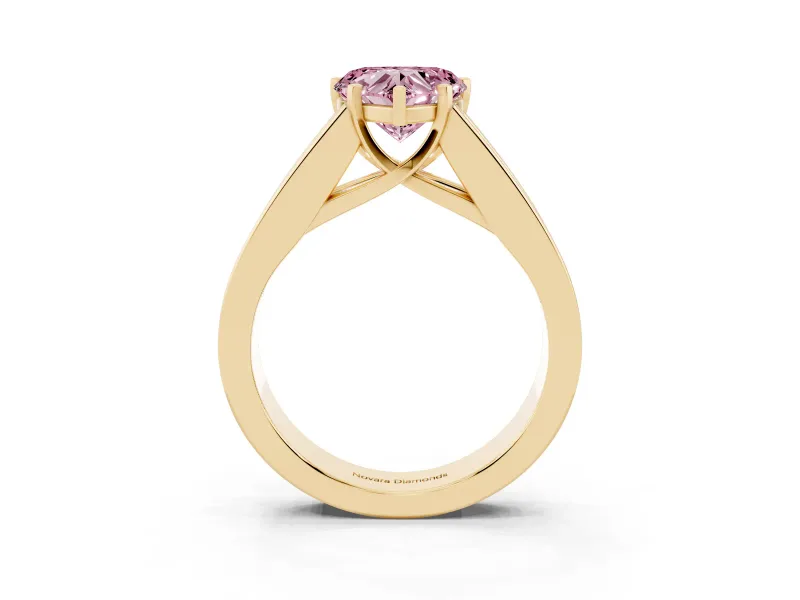 Heart-Shaped Channel-Set Engagement Ring Setting for a Fancy Pink Lab-Grown Diamond | Yellow Gold
