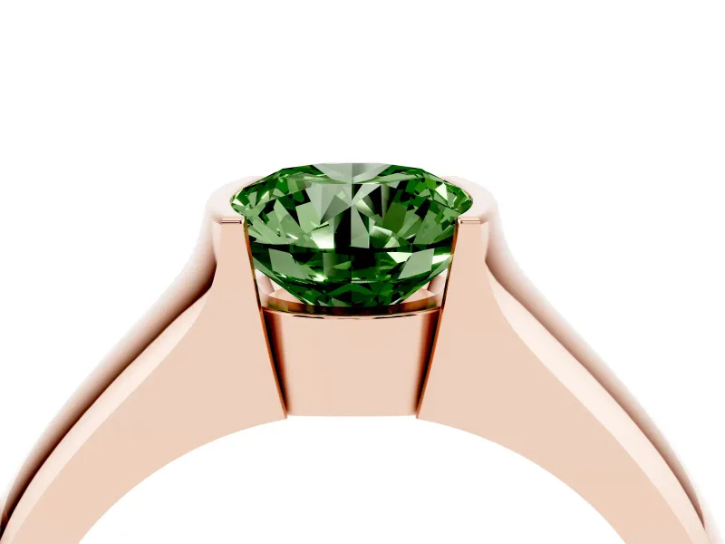 Round Half Bezel Engagement Ring Setting for a Fancy Green Lab-Grown Diamond | Wide Band | Rose Gold
