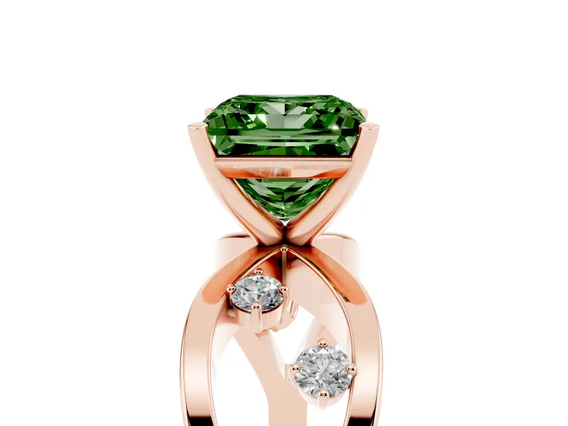 Princess Cut Loop Engagement Ring Setting for a Fancy Green Lab-Grown Diamond | Rose Gold