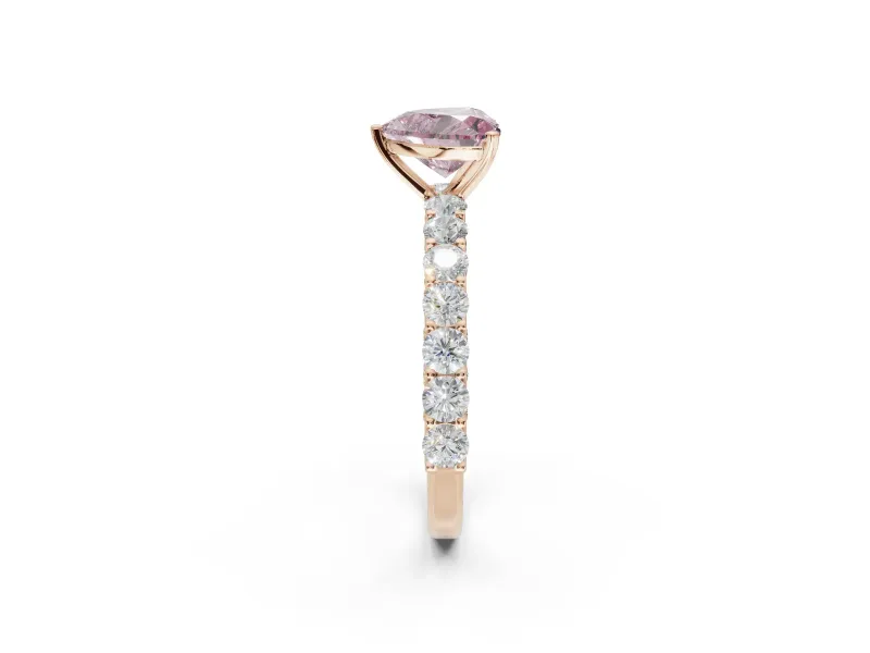 Heart-Shaped Shared Prong Engagement Ring Setting for a Fancy Pink Lab-Grown Diamond | Rose Gold