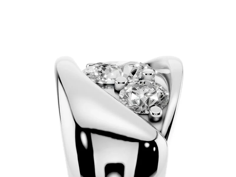 Oval Cut Diamond Channel-Set Crossover Ring Set in White gold