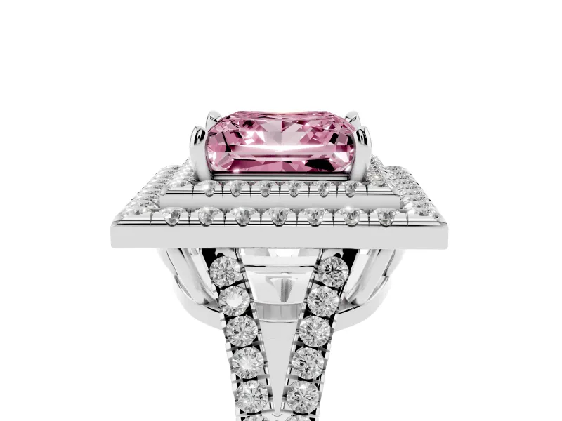 Princess Cut Halo Engagement Ring Setting for a Fancy Pink Lab-Grown Diamond | White Gold - Design NV-24799