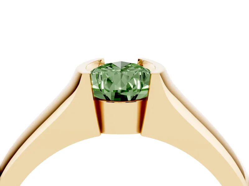 Pear-Shaped Half Bezel Solitaire Engagement Ring Setting for a Fancy Green Lab-Grown Diamond | Wide Band | Yellow Gold