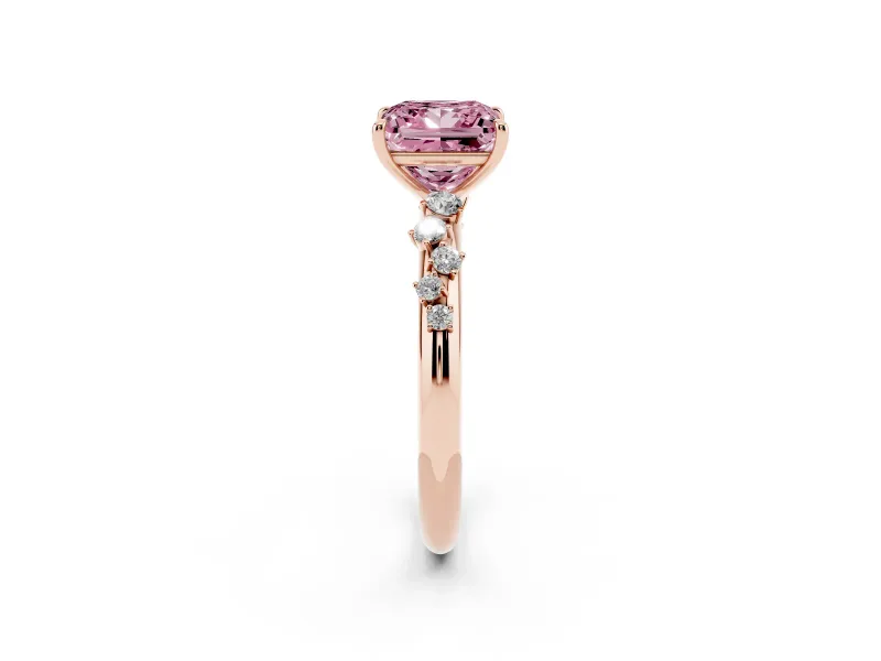 Princess Cut Graduated Solitaire Engagement Ring Setting for a Fancy Pink Lab-Grown Diamond | Rose Gold