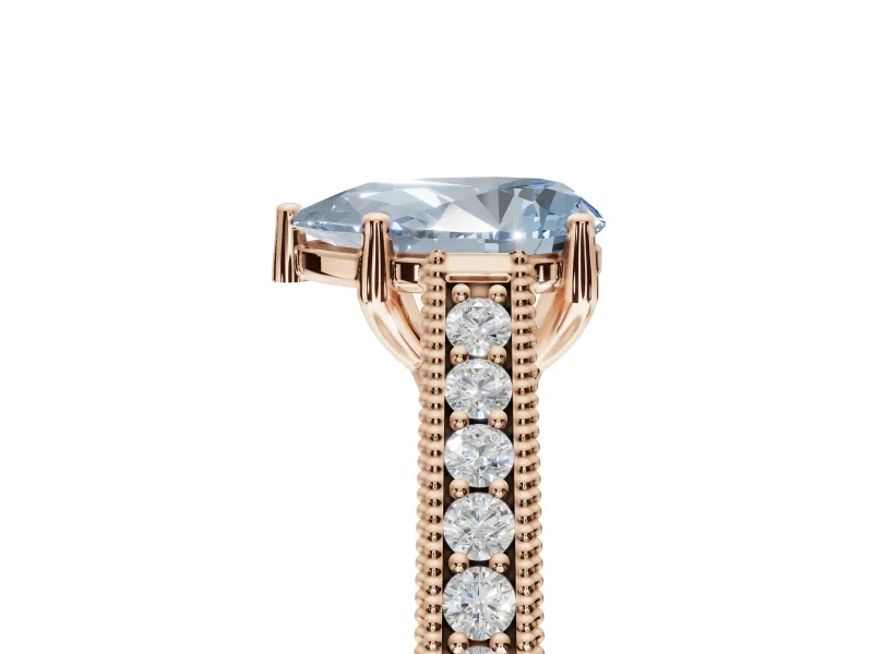 Pear-Shaped Vintage Engagement Ring Setting for a Fancy Blue Lab-Grown Diamond | Rose Gold - Design NV-24644