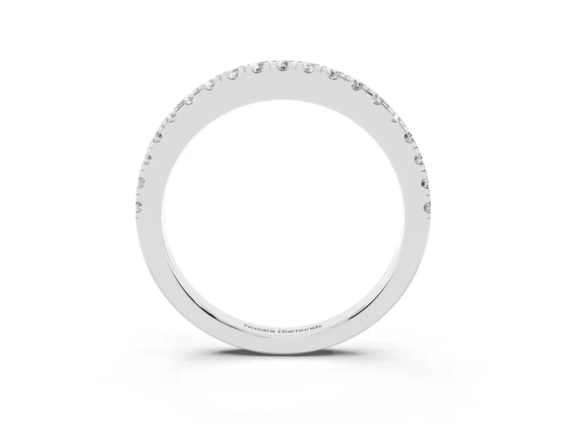 Round Lab-Grown Diamond Pavé Half Eternity Wedding Band | U-Prong Setting | White Gold