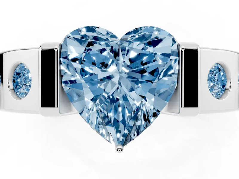 Heart-Shaped Tension Style Engagement Ring Setting for a Fancy Blue Lab-Grown Diamond | Platinum