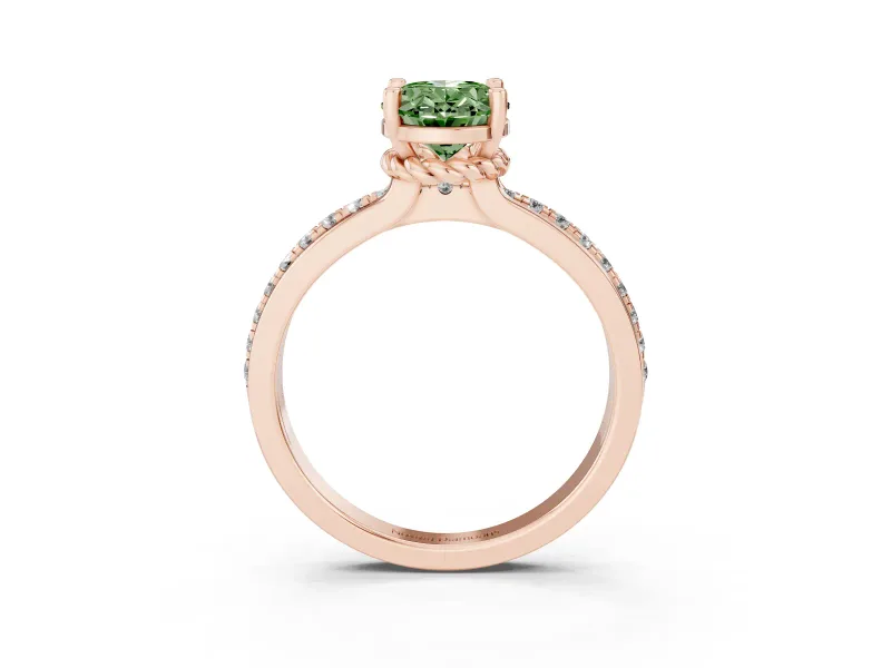 Oval Channel Engagement Ring Setting for a Fancy Green Lab-Grown Diamond | Rose Gold