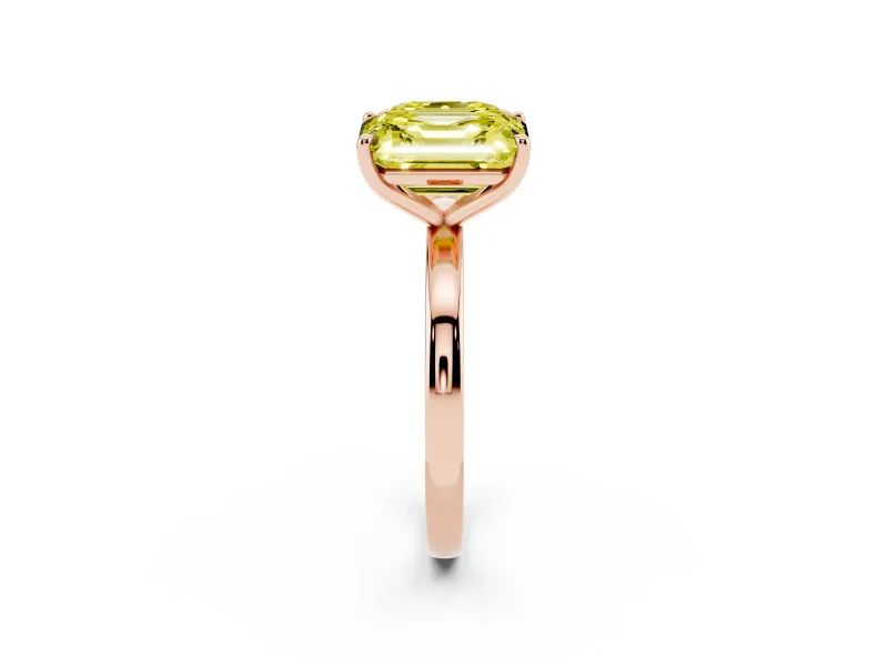 Fancy Yellow Asscher Cut and Emerald Cut Toi Moi Ring Set in Rose gold with Prong Setting