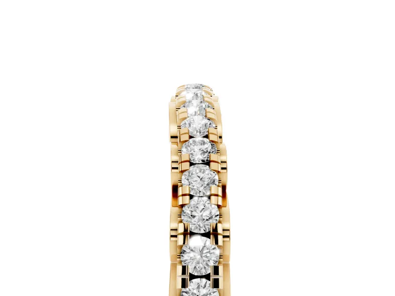Round Lab-Grown Diamond Shared Prong Half Eternity Wedding Band | Scroll Gallery | Yellow Gold