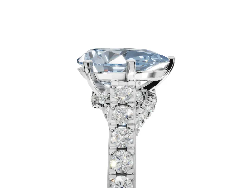 Pear-Shaped Pavé Engagement Ring Setting for a Fancy Blue Lab-Grown Diamond | Crossover Gallery | Sterling Silver