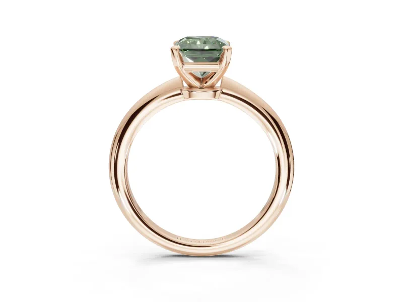 Radiant Cut Solitaire Engagement Ring Setting for a Fancy Green Lab-Grown Diamond | Tapered Plain Band | Rose Gold