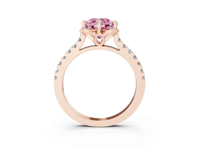 Cushion Cut Floral Petal Engagement Ring Setting for a Fancy Pink Lab-Grown Diamond | Petal Accents | Rose Gold