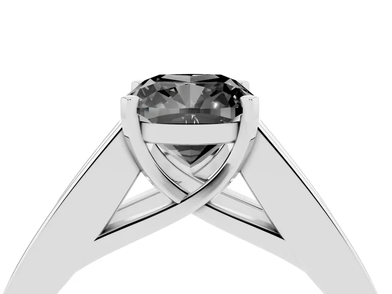 Cushion Cut Channel-Set Engagement Ring Setting for a Black Center | Princess Side Stones | Platinum