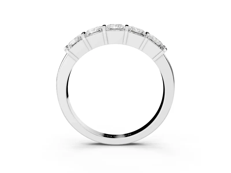 Princess Cut Diamond Seven-Stone Channel Band Set in Platinum with Bar Prongs