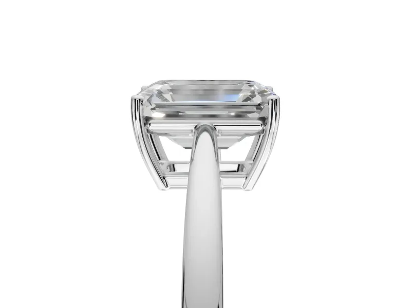 Emerald Cut Cathedral Solitaire Engagement Ring Setting | Open Shoulders | Platinum