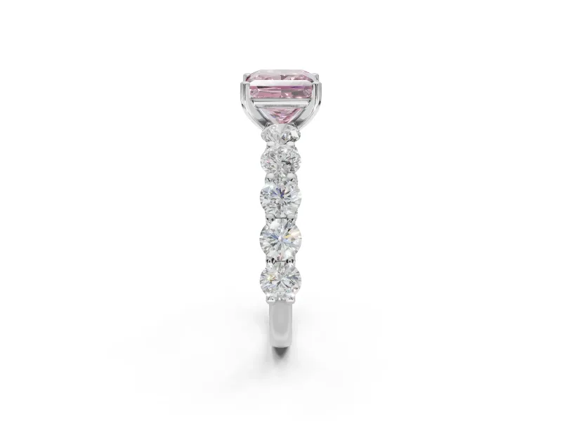 Princess Cut Engagement Ring Setting for a Fancy Pink Lab-Grown Diamond | Sterling Silver - Design NV-24455