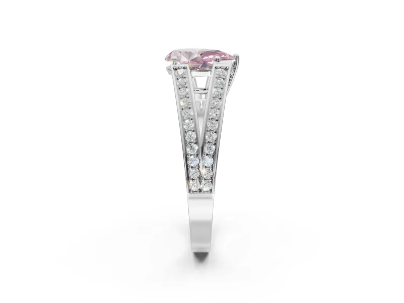Pear-Shaped Split Shank Pavé Engagement Ring Setting for a Fancy Pink Lab-Grown Diamond | Sterling Silver