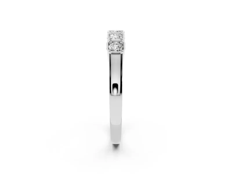 Round Lab-Grown Diamond Five-Stone Wedding Band | Cushion-Square Frames | White Gold