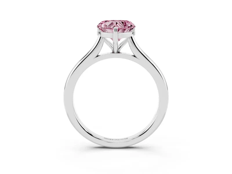 Heart-Shaped Cathedral Engagement Ring Setting for a Fancy Pink Lab-Grown Diamond | Sterling Silver
