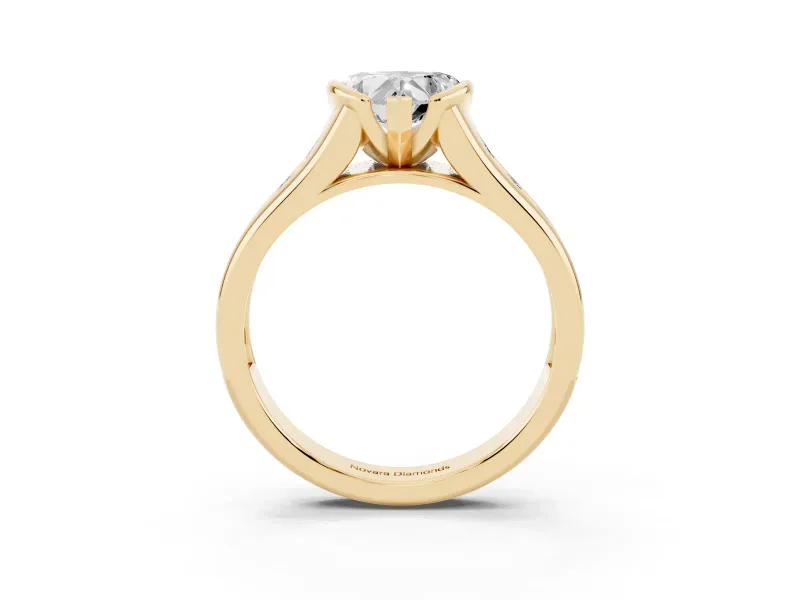 Heart-Shaped Half Bezel Solitaire Engagement Ring Setting | Graduated Channel Band | Yellow Gold