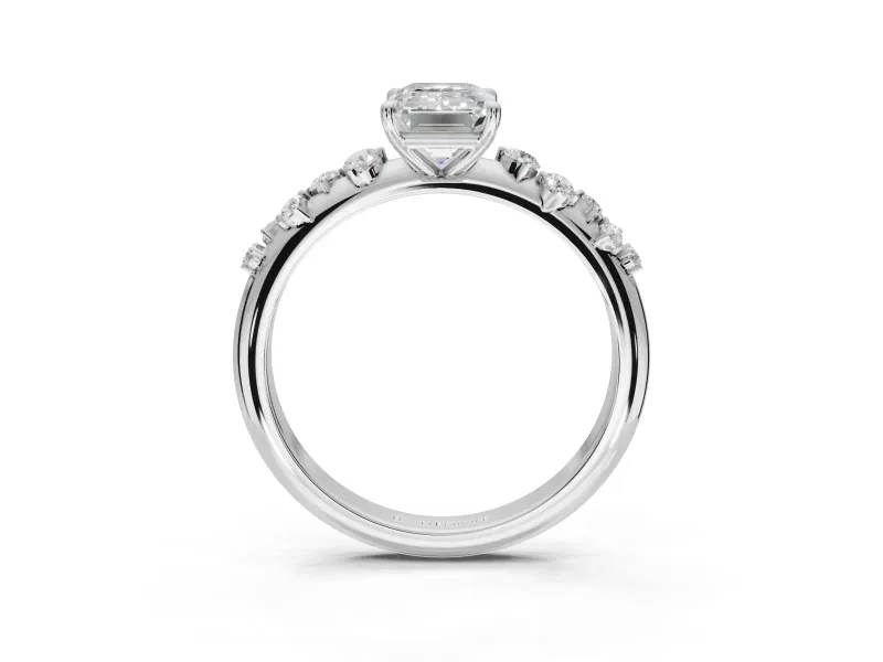 Emerald Cut Solitaire Engagement Ring Setting | Graduated Scattered Accents | Platinum