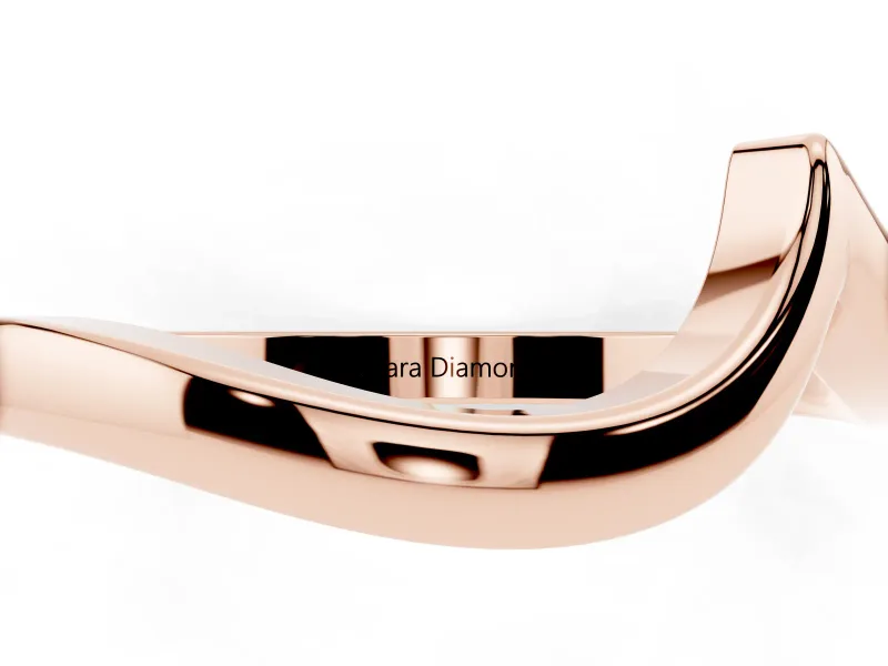 Chevron V-Shaped Plain Contour Band Set in Rose gold