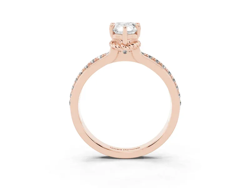 Pear-Shaped Channel Set Solitaire Engagement Ring Setting | Rope Collar Head | Rose Gold