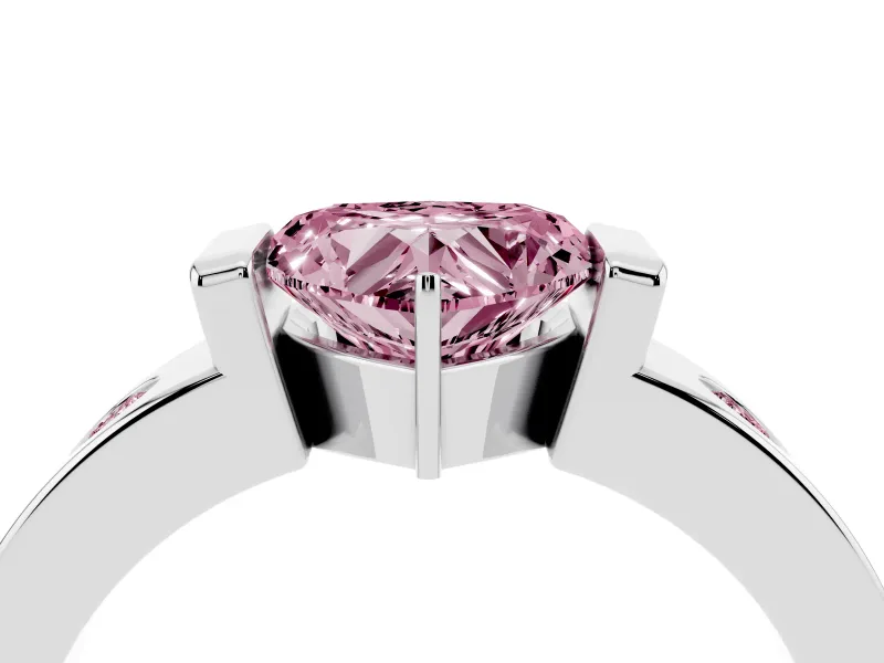 Heart-Shaped Tension Style Engagement Ring Setting for a Fancy Pink Lab-Grown Diamond | White Gold