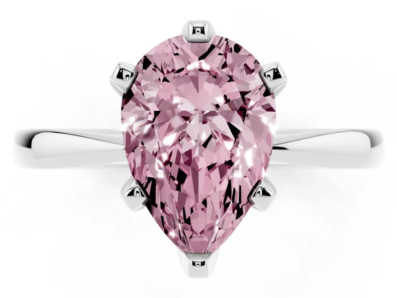 Pear-Shaped Tapered Solitaire Engagement Ring Setting for a Fancy Pink Lab-Grown Diamond | Claw Prong Head | Platinum