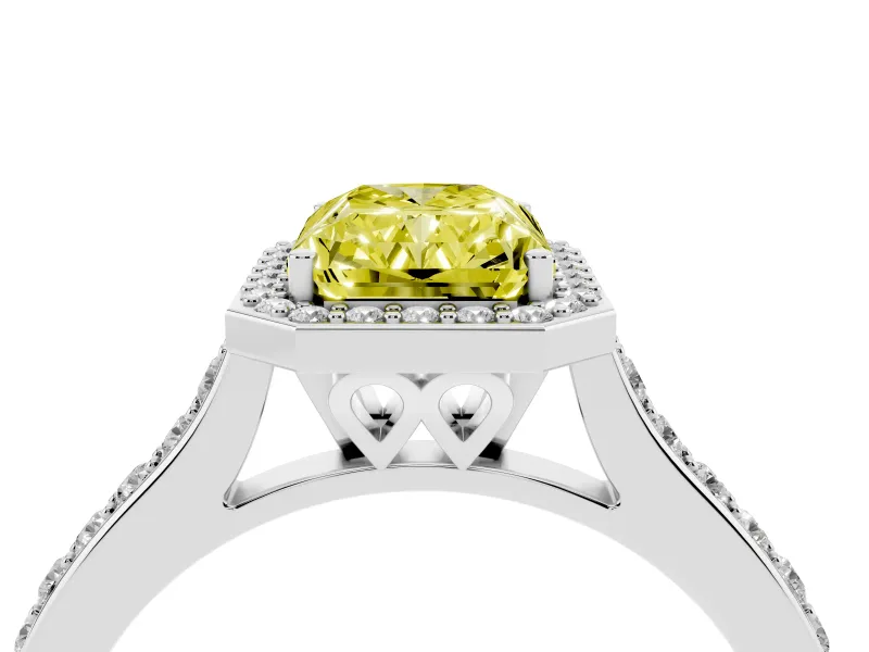 Radiant Cut Halo Engagement Ring Setting for a Fancy Yellow Lab-Grown Diamond | White Gold - Design NV-24729