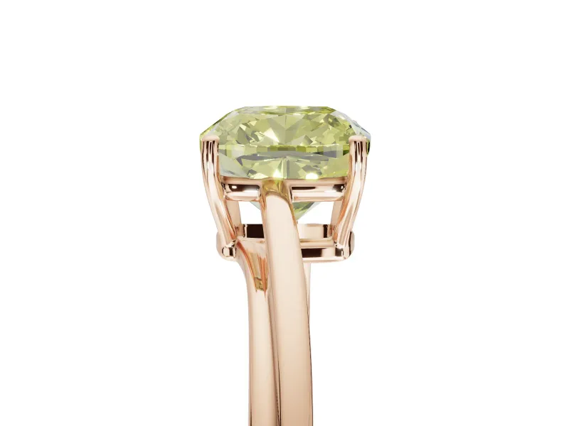 Cushion Cut Bypass Solitaire Engagement Ring Setting for a Fancy Yellow Lab-Grown Diamond | Rose Gold