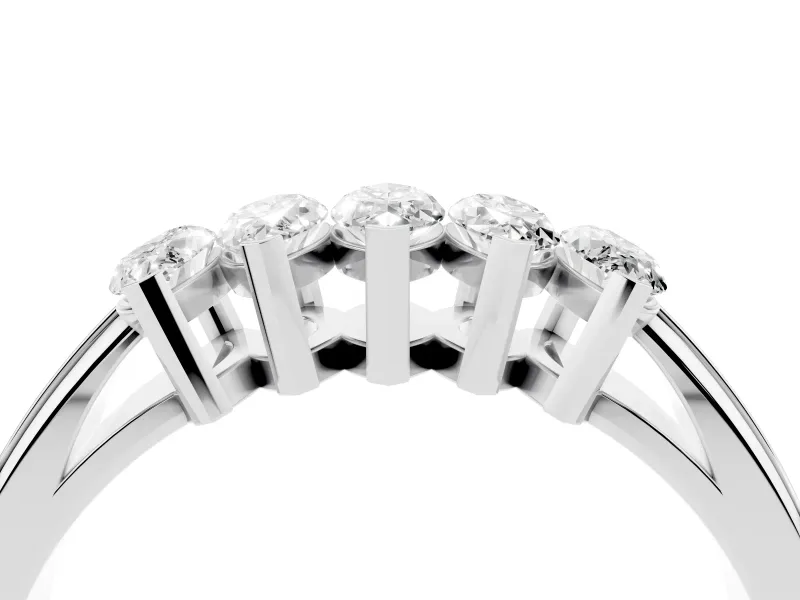 Five-Stone Marquise Diamond Split Shank Ring Set in White gold with Shared Prong Setting