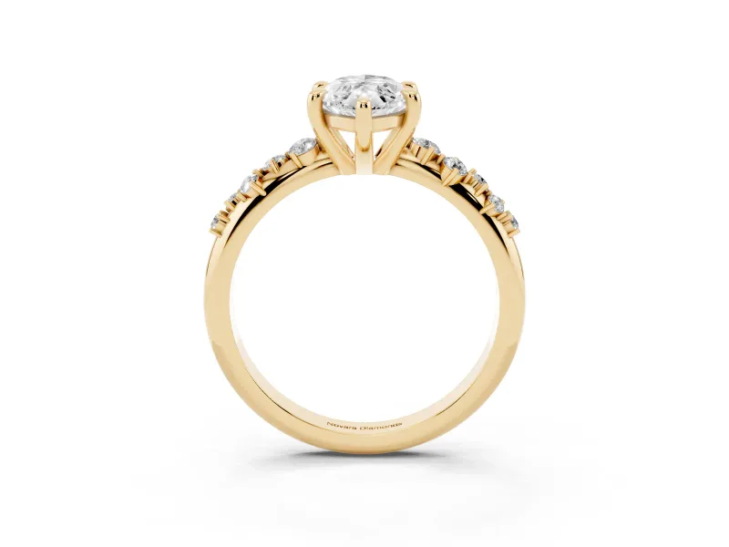 Marquise Graduated Accent Engagement Ring Setting | Scattered Shoulders | Yellow Gold