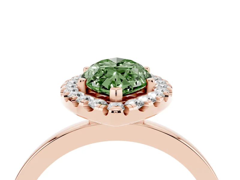 Marquise Thin Halo Engagement Ring Setting for a Fancy Green Lab-Grown Diamond | Plain Polished Band | Rose Gold