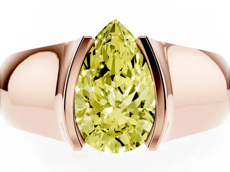 Pear-Shaped Half Bezel Solitaire Engagement Ring Setting for a Fancy Yellow Lab-Grown Diamond | Wide Band | Rose Gold