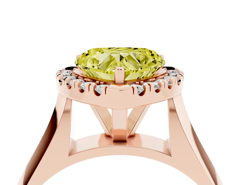 Heart-Shaped Halo Engagement Ring Setting for a Fancy Yellow Lab-Grown Diamond | Square Profile Band | Rose Gold