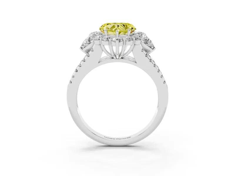Heart-Shaped Halo Engagement Ring Setting for a Fancy Yellow Lab-Grown Diamond | Sterling Silver - Design NV-24738