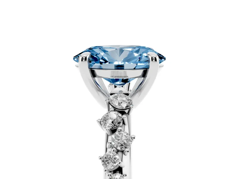 Oval Graduated Accent Engagement Ring Setting for a Fancy Blue Lab-Grown Diamond | White Gold