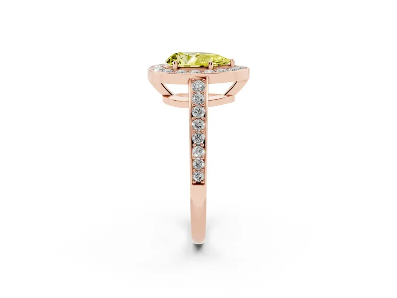 Pear-Shaped Framed Halo Engagement Ring Setting for a Fancy Yellow Lab-Grown Diamond | Rose Gold