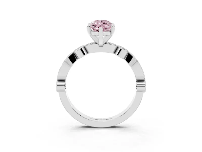 Marquise Vintage Milgrain Engagement Ring Setting for a Fancy Pink Lab-Grown Diamond | Platinum